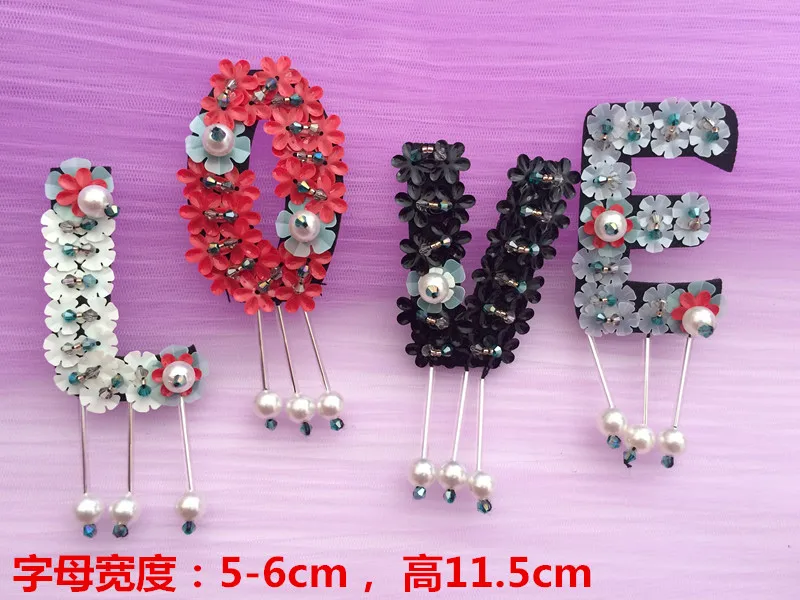 

love flower letter beaded patches applique patches for clothing patch sewing accessories parches bordados embroidered patches