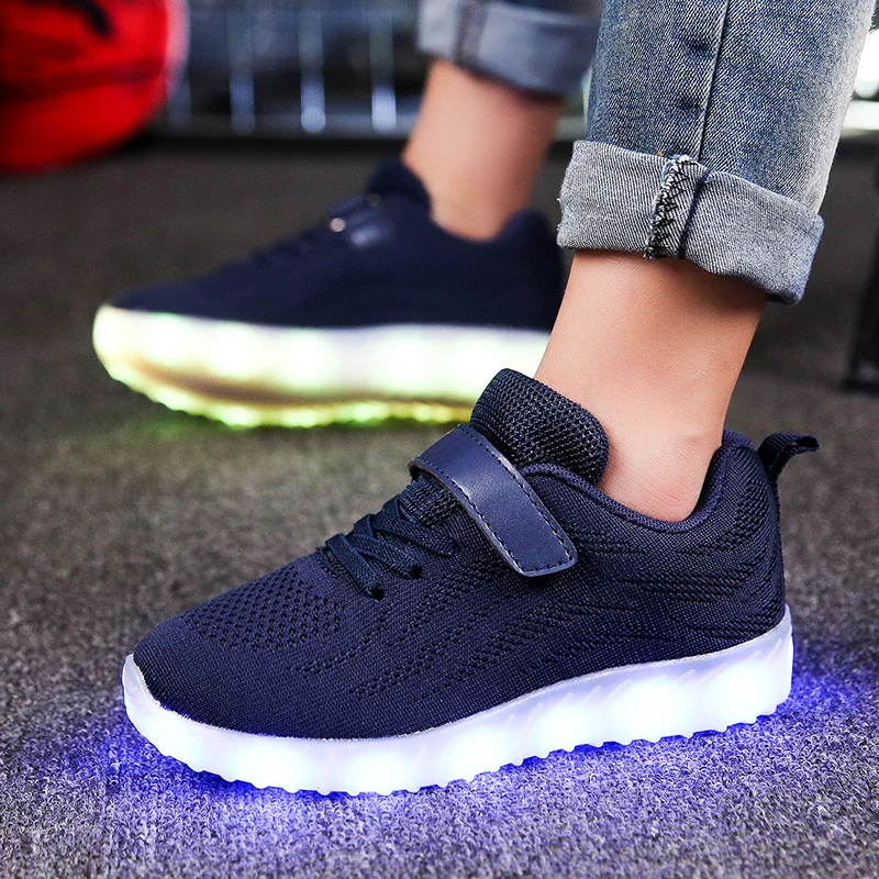 Kezrea Fashion Brand LED Light Shoes Girls Boys Flash Lamp for Children Sneakers USB Rechargeable Casual Glowing | Детская одежда и