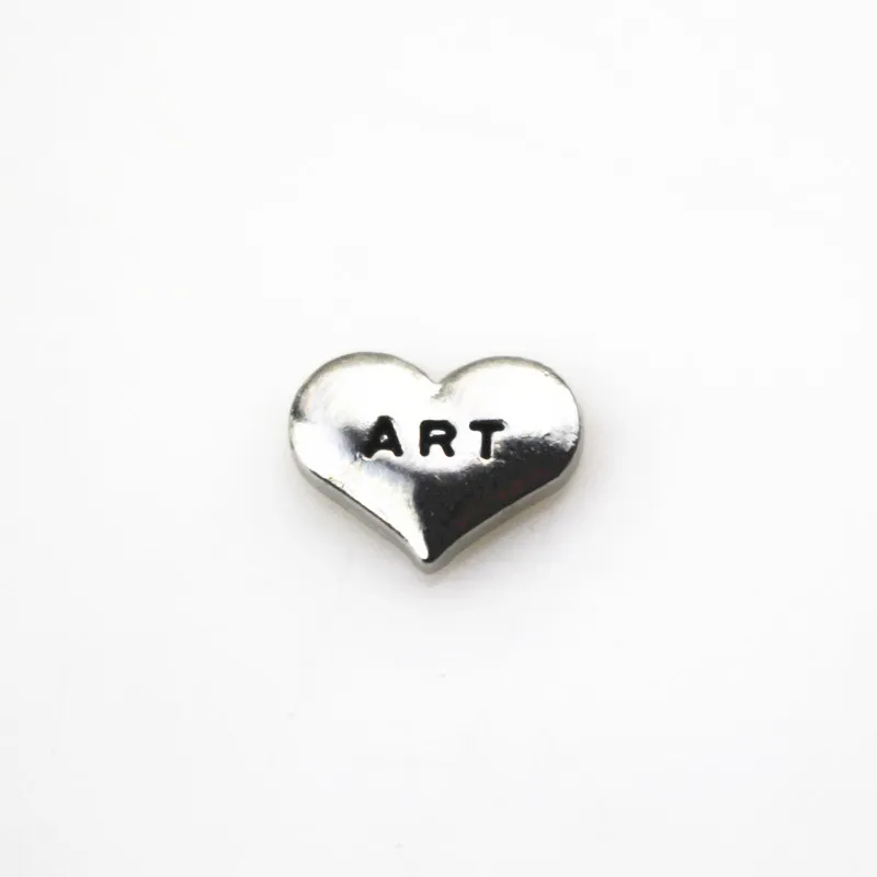 

Hot selling 20pcs/lot silver heart art floating charms living glass floating memory locket charms