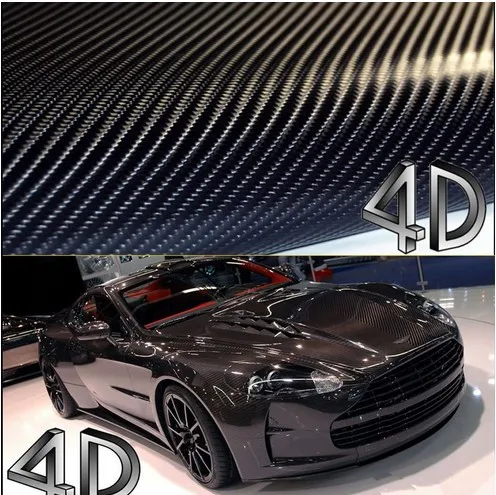 4D Professional Grade 12''X60&quot Black Carbon Fiber Vinyl Wrap Air Release Bubble Free Car Styling |