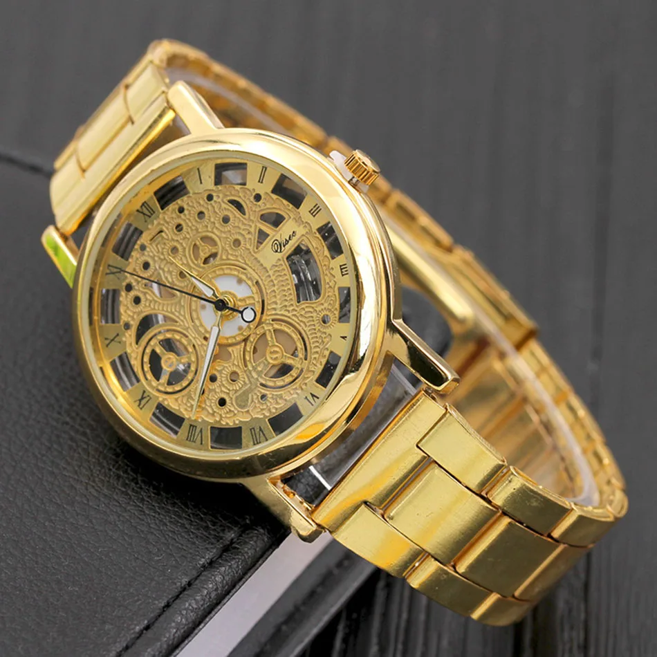 Мужские часы 2018 люксовый бренд montre homme новые золотые серебряные сплав Полые