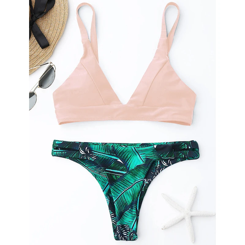 Женские сексуальные печатные бикини набор пуш ап мягкие купальный костюм