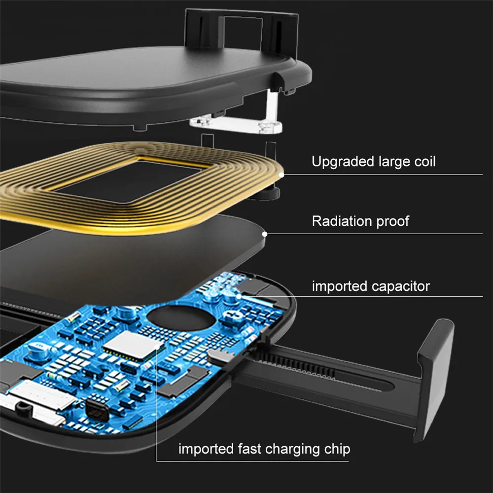 10W 7.5W Automatic Clamping Fast Qi Wireless Car Charger for iPhone Huawei P30 Pro Samsung S8 S10 Phone Mount Suction Holder | Мобильные