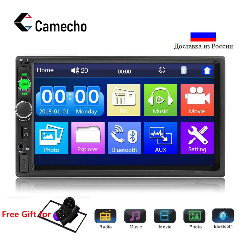 Camecho 7010B Авторадио 2 din " ЖК сенсорный экран Bluetooth автомобильный Радио MP5 MP4 плеер Зеркало Ссылка Стерео FM/USB/TF/AUX с Feame
