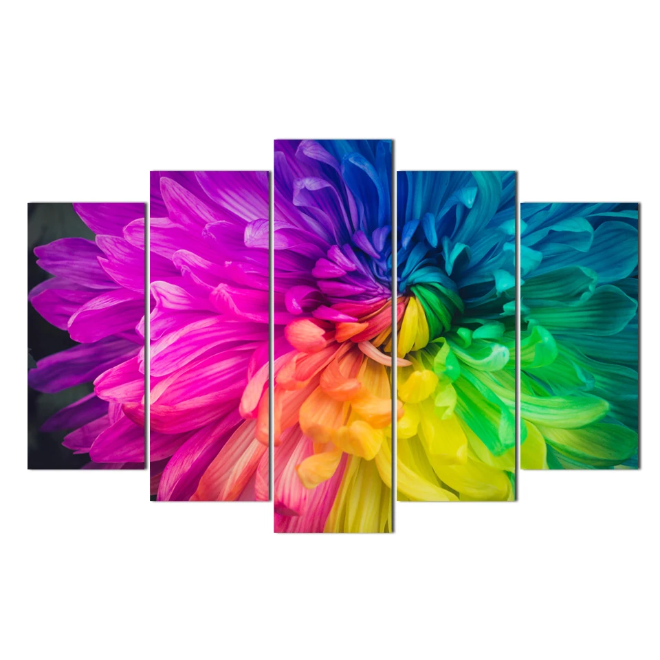 Modular HD Print Artwork Modern Poster Home Decor Wall Art 5 Pieces Pictures Abstract Flower Canvas Painting Spray | Дом и сад