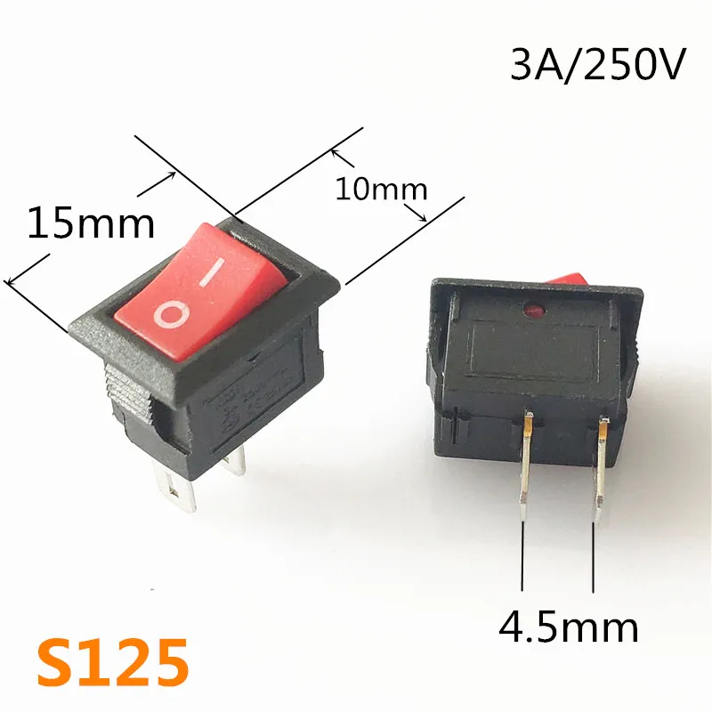 

Пластиковые переключатели Pixiuonline SPST KCD1 2/3 PIN 6A/250В 2 шт.
