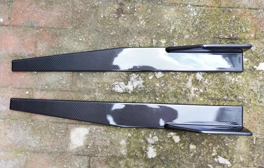 2PC UNIVERSAL CARBON LOOK SIDE SKIRT ROCKER SPLITTERS WINGLET DIFFUSER 860*95*75mm(34&quotx3.7&quotx3&quot) | Front Skirt