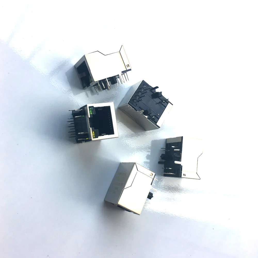 1000 шт. RJ45 Ethernet разъем с трансформатором и светодиодный гнездо PCB Модульные