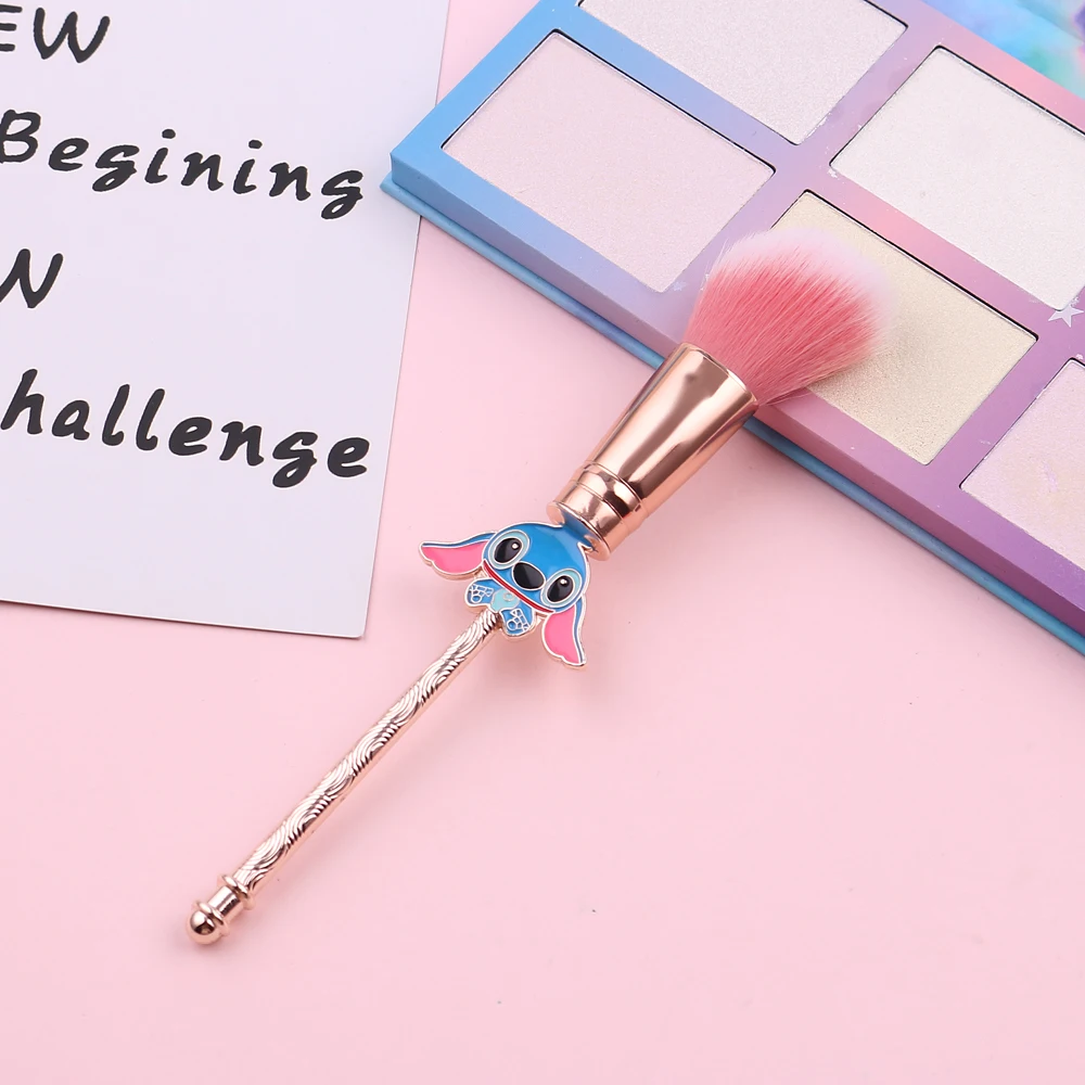 Kawaii Stitch, большая пудра, румяна, Кисть для макияжа, розовые кисти для волос, 1 шт., кисть для основы, инструмент для красоты лица, профессиональная косметика