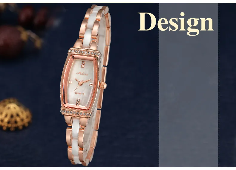 

Luxury MELISSA Dress Watches Vintage Fashion Tonneau Bracelet Wristwatch High-tech Ceramic Wrist watch Quartz Montre Femme F8007