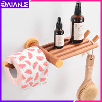 toilet paper holder with shelf wood aluminum creative roll paper holder phone tissue hanger rack wall mounted paper towel holder