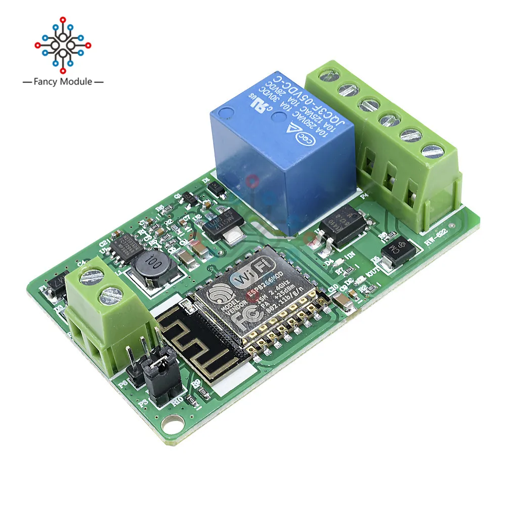 Зеленый релейный модуль ESP8266, 10 А, 220 В, сетевое реле, модуль Wi-Fi, вход постоянного тока 7 В ~ 30 в