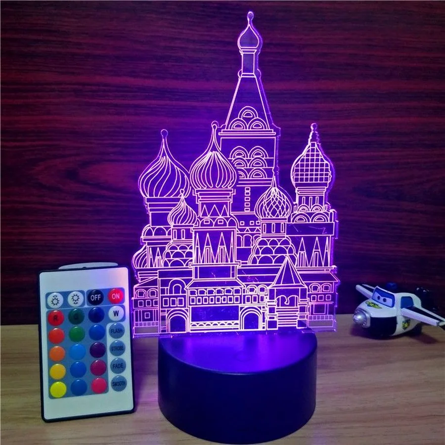 Подарок на день рождения замок акриловая 3D Голограмма Иллюзия ночник USB