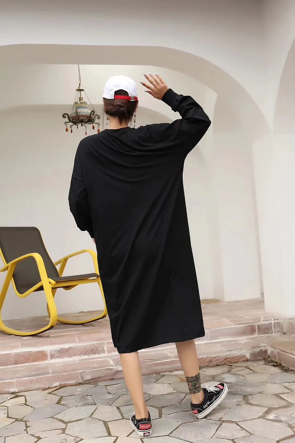 Female Letter Print Long Sleeve Tees Shirt Dress Street Wear Short Front After Autumn Hollow Out Irregular Dresses | Женская одежда