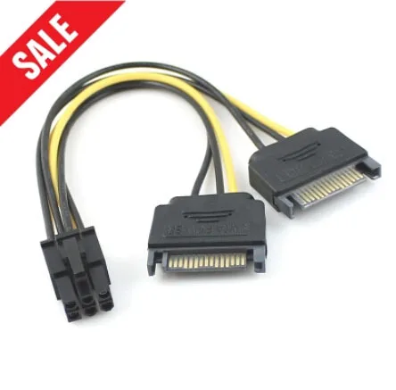 Двойной SATA 15Pin папа к PCI-E PCIE PCI E Express 6Pin Мужской адаптер конвертер питания