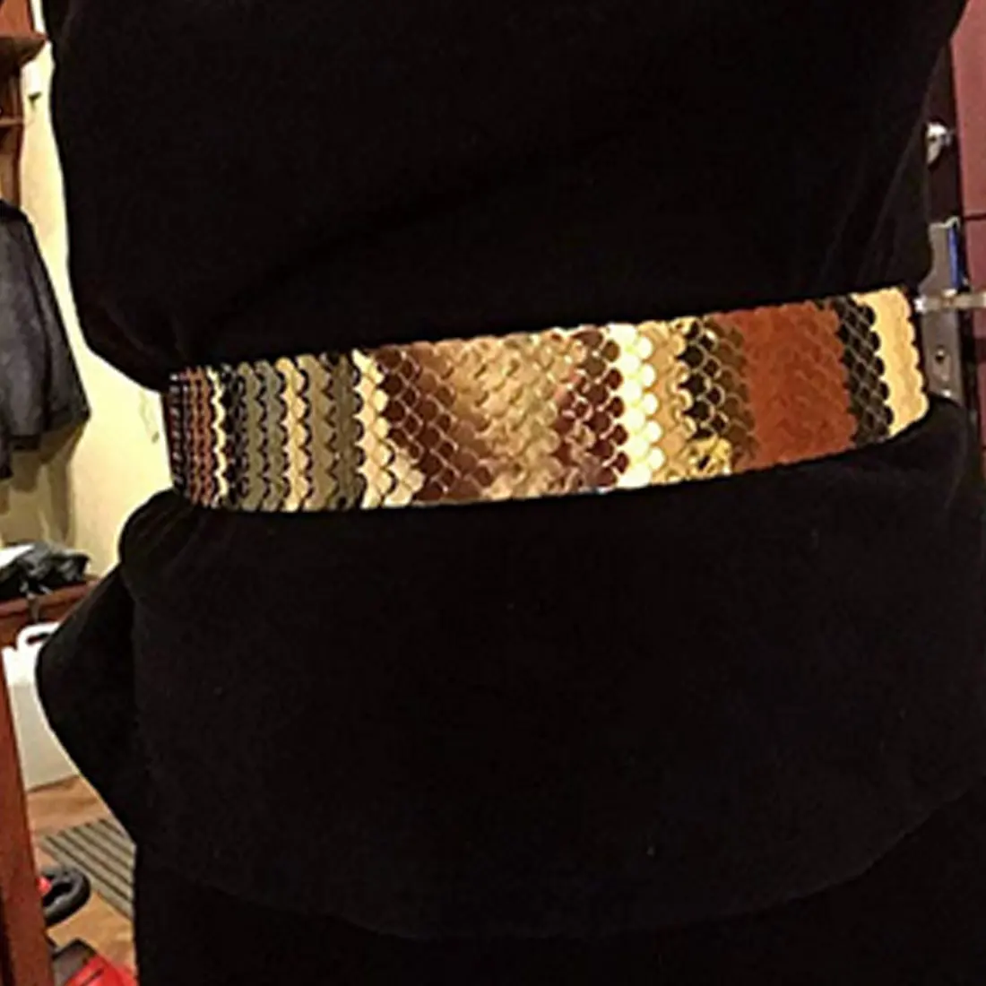 4.5cm Wide Fish Skin Belts Women Belt Gold Silver Metal For Women Fashion Elastic Belt Apparel Accessories belts for dresses
