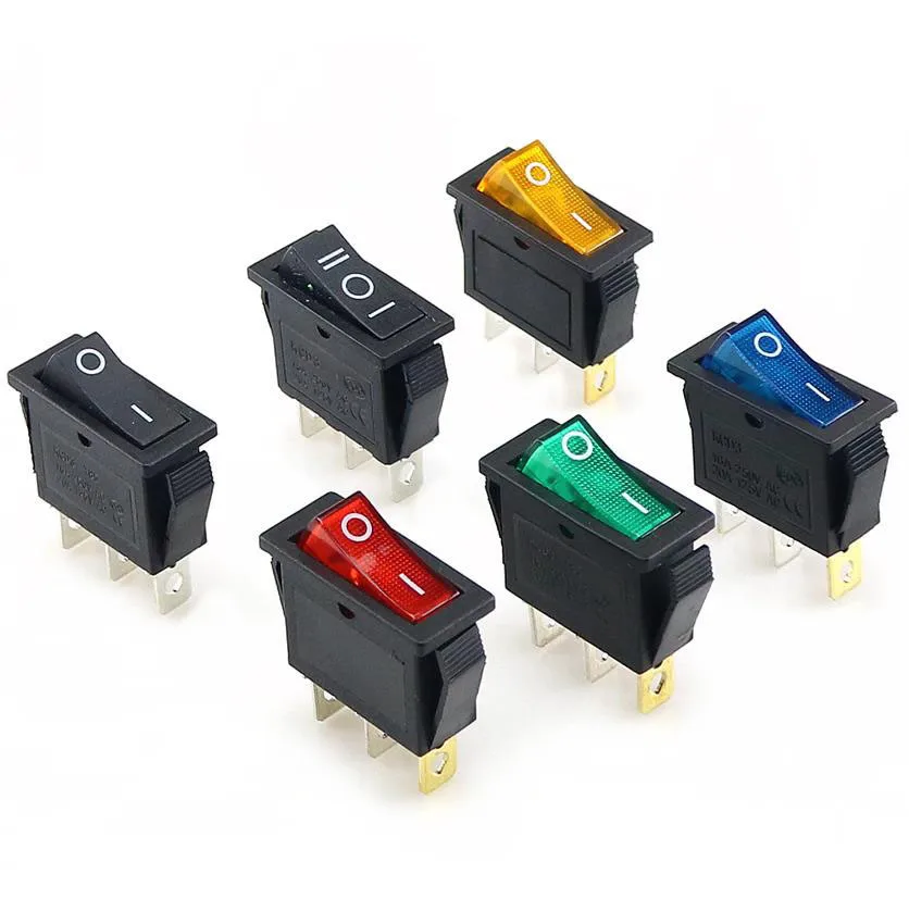 1 шт. KCD3 кулисный переключатель 15A/20A 125 V/250 V 3 контактного электрического оборудования Мощность переключатель; Красный; желтый; синий; цвета: зеленый, черный