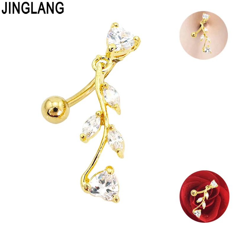 Promotion!DIY Wholesale New Design Fashion Golden Plated White Rhinestone Branch Belly Button Rings For Women Body Jewelry | Украшения и