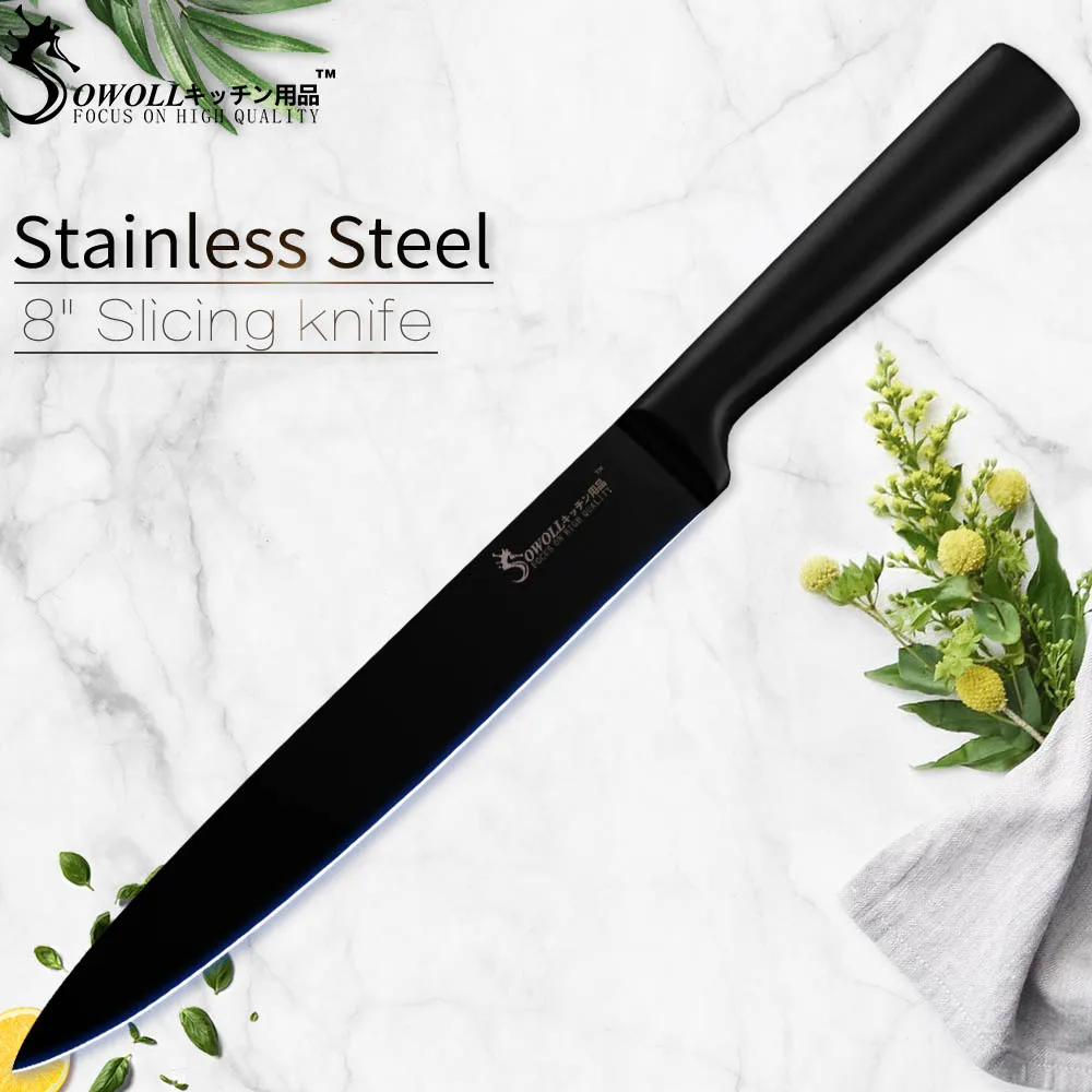 Package C Slicing Sowoll черный кухонный нож набор ножей из нержавеющей стали антипригарный японский профессиональный нож шеф-повара Хлеборезка кухонная принадлежность - Цвет: Package C Slicing
