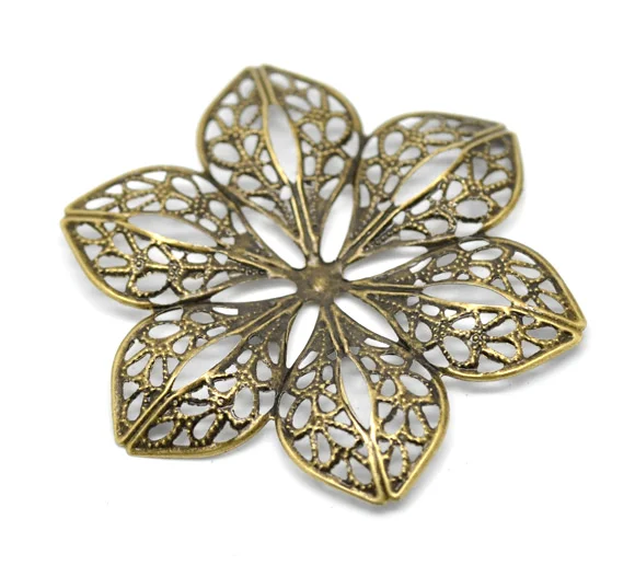 DoreenBeads с бронзовой филигранью под старину Цветочные Обертывания Разъемы 6x5,3 см(2-3/" x2-1/8"), продается за лот 30(B16294), иу
