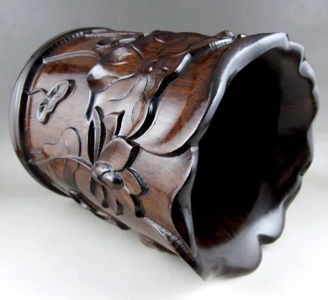 Beautiful Chinese Unique HuaLi Wood Carved Brush Pot | Дом и сад