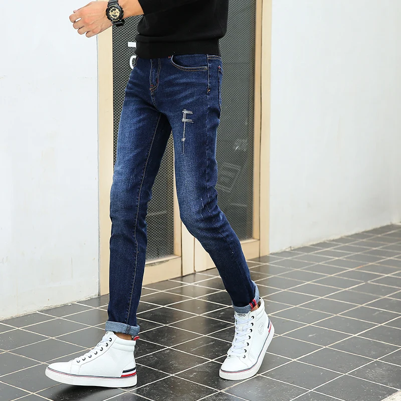 

Brand 2019 new slim elastic jeans fashion men's business classic skinny jeans high quality casual denim trousers men 28-36