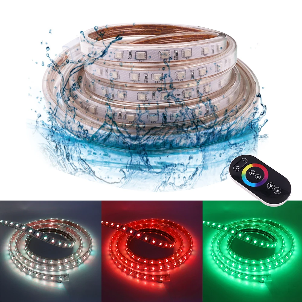 Светодиодная лента 220 В RGB SMD5050 60/120 светодиодов/м гибкая светодиодная с