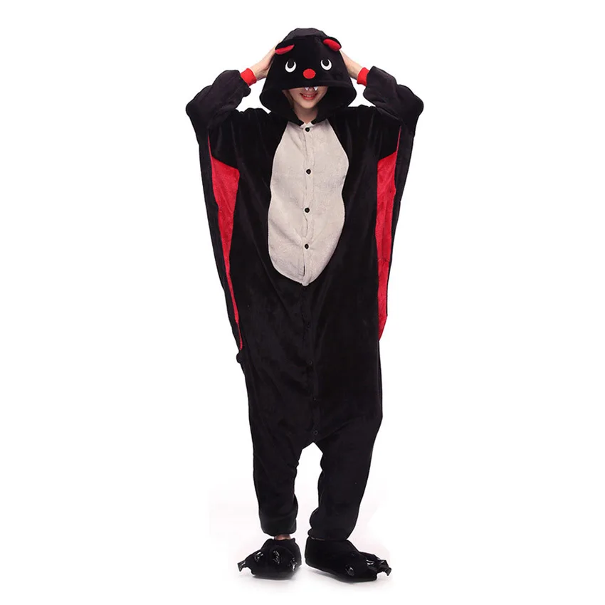 Bat унисекс с капюшоном Косплэй Onesie для Для женщин взрослых кигуруми зимняя Пижама