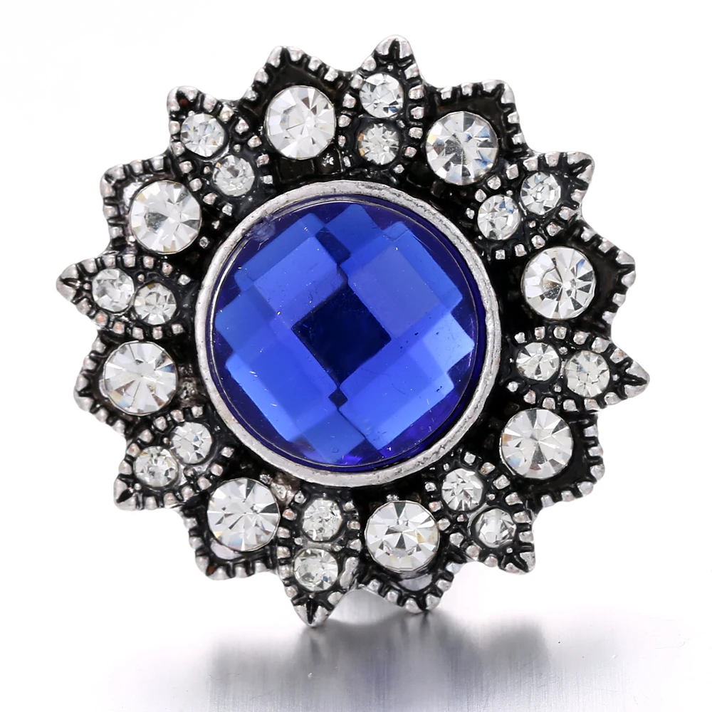 6pcs/lot New 18mm Snap Button Jewelry Rhinestone Crystal Flower Buttons Fit Silver Bracelet Bangles For Women | Украшения и