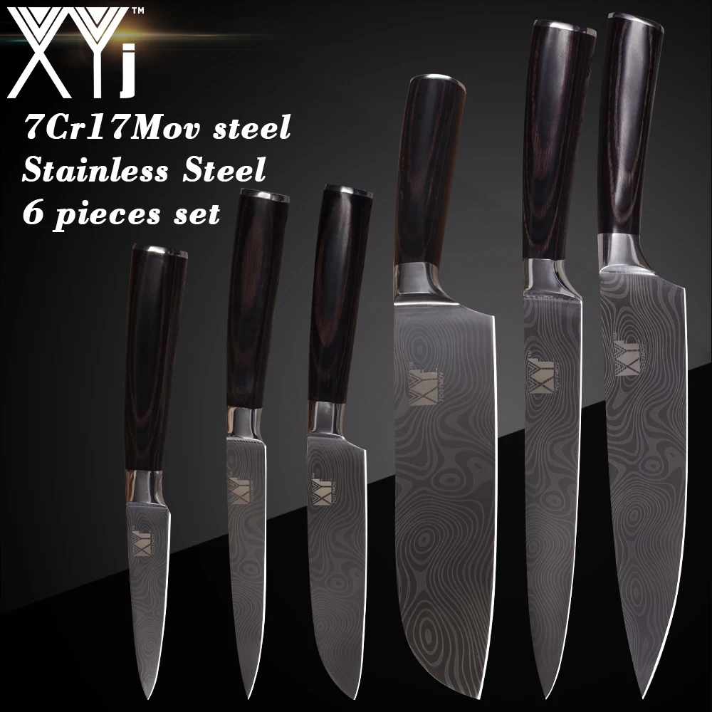 XYj 7Cr17 Нержавеющая сталь ножи дамаск вен Кухня Кук ножей аксессуары Sharp Пособия по