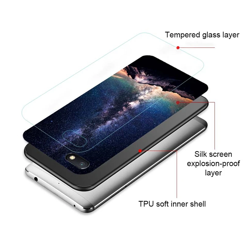 Чехол из закаленного стекла для Xiaomi Redmi 6A чехол с космическим рисунком телефона Mi