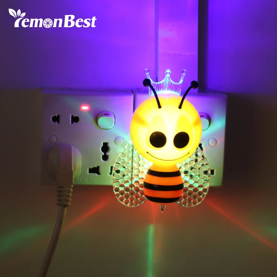 Lemonbest сенсор свет мультфильм пчела светодиодный ночник милые красочные
