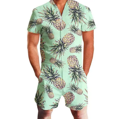 

Print arrival Men's Rompers Streetwear Casual Cargo Pants Jumpsuits One Piece Zipper Overalls 2019 T-Shirt Shorts Set Plus Size
