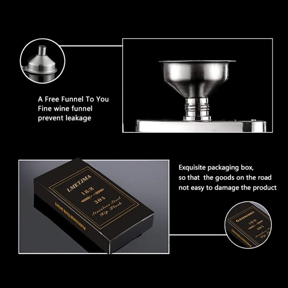 Фляжка из нержавеющей стали LMETJMA 1 4 5 6 7 8 9 10 унций с воронкой