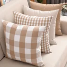 Чехол для подушки Nordic модные кофейные кружки и клетчатые Декор офис дом, автомобиль, диван, накидка для подушки, 45x4 550x5 060x60cm