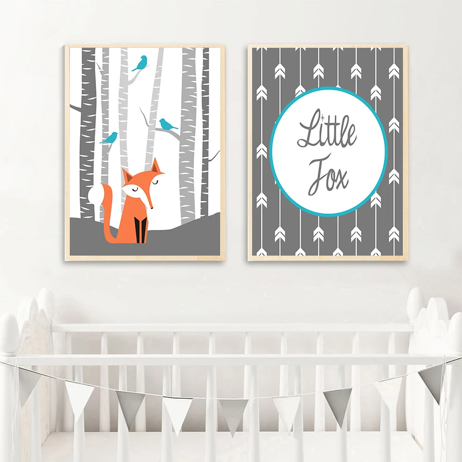 Детская Wall Art Холст постер абстрактный Рисунок мультфильм Животные изображение