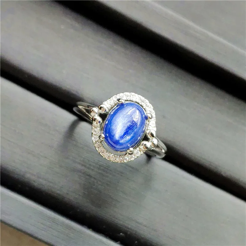 9x7mm Natural Kyanite Ring Healing Round Shape AAAAA Cat Eye Party Luxury Wedding Adjustable Fashion Rings Jewelry Drop Shipping | Украшения
