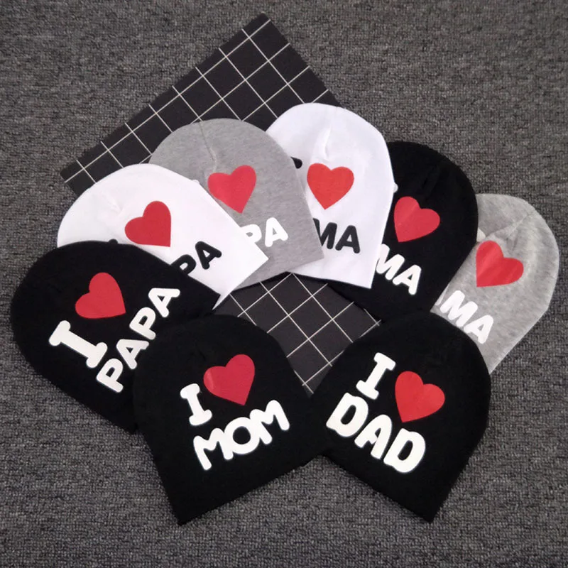 1 шт. Детская Хлопковая Шапка-бини I LOVE PAPA/MAMA милая теплая шапка с буквенным