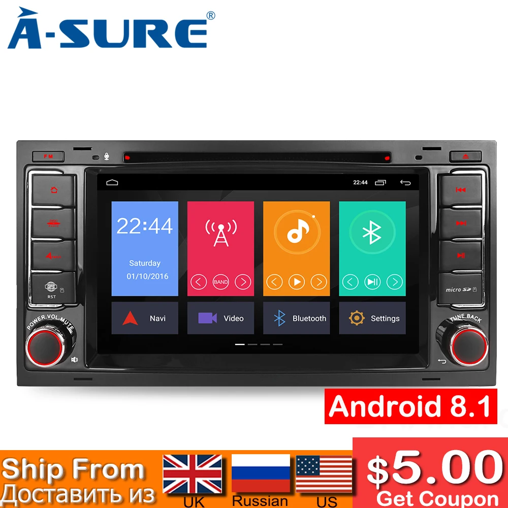 A Sure 7 'ƈ Din Android 8 1 автомобильное радио dvd плеер gps для Volkswagen VW транспортер