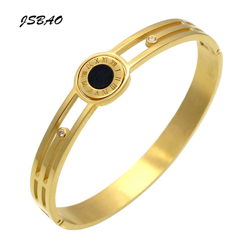 

JSBAO New Design Turnable Roman Numerals Love Bracelets Bangles Wholesale Women Stainless Steel Bangle