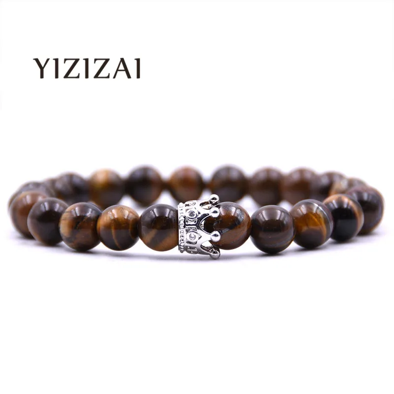 YIZIZAI Корона натуральный камень браслеты для женщин Рок Pulseira Masculina мужские