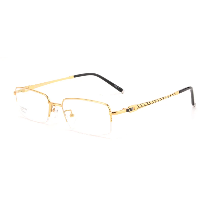 

Glasses frame myopia male gold pure titanium half frame spectacles semi-rimless eyeglasses High quality prescription 8097