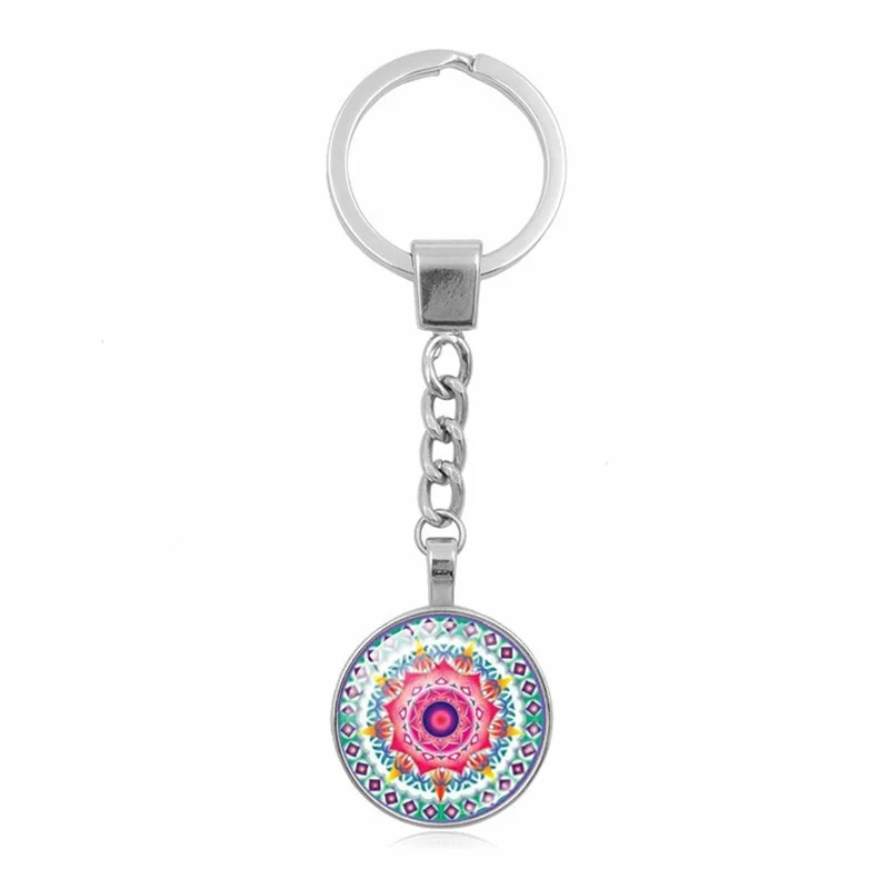 Новинка 2017 ювелирные изделия мандала металлический брелок стеклянный круглый