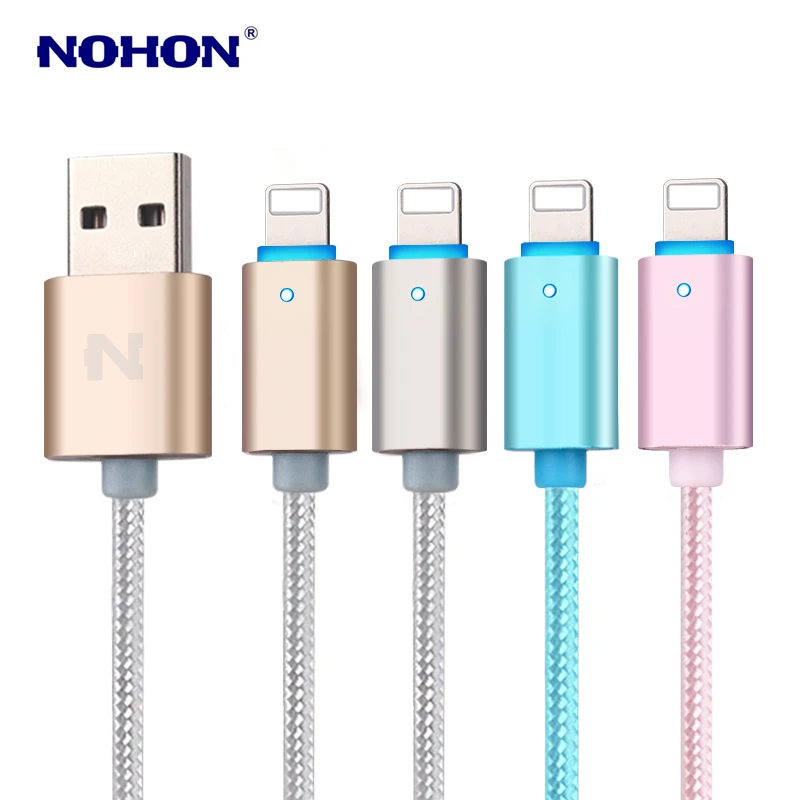 NOHON 1 5 м USB кабель для зарядки данных iPhone XS Max XR X Smart LED Light кабели 5S 6 6S 7 8 Plus iPad mini 2