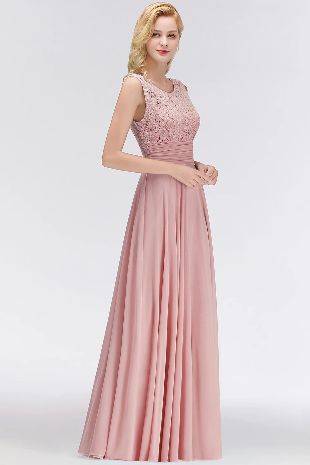 Vestido dama de honor Dusty розовые кружевные платья подружки невесты длинные сексуальные