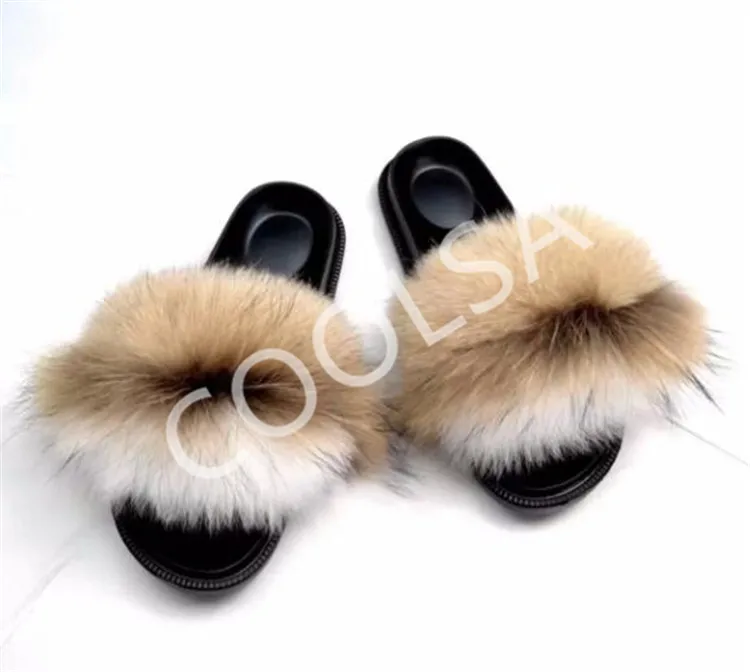 Новинка; женские зимние тапочки из натурального Лисьего меха; пушистые плюшевые сандалии; женские меховые шлепанцы; теплая меховая домашняя обувь для отеля; женские меховые вьетнамки