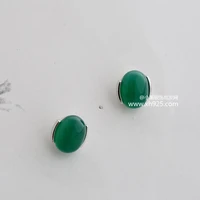 the little black silver silver wholesale 925 sterling silver earrings han edition earrings 033422 w green agate female model