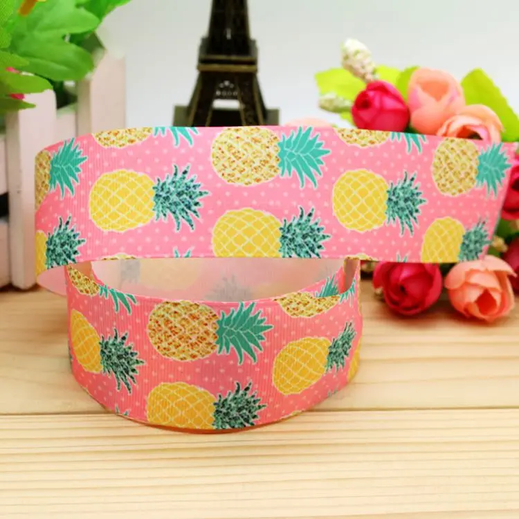 

1.5inch Free Shipping Pineapple Printed Grosgrain Ribbon Hairbow Headwear Party Decoration Diy Wholesale OEM 38mm P5617