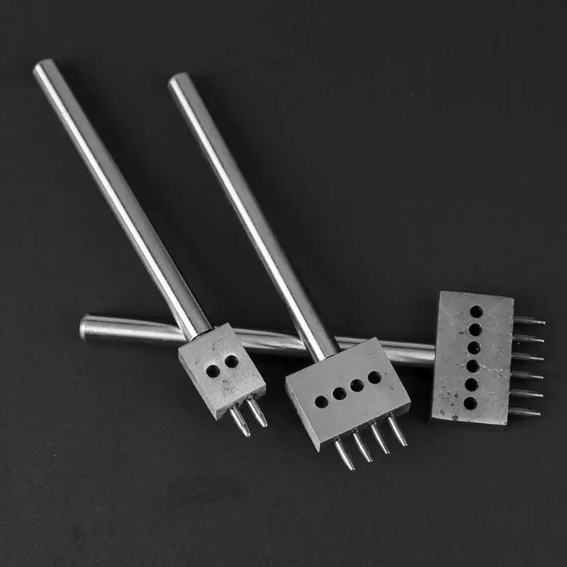 

3pcs 4mm Round Leather Craft Tools Hole Punches Tools Spacing Hole Row Handmade Punching Tool Leather Punching Tool
