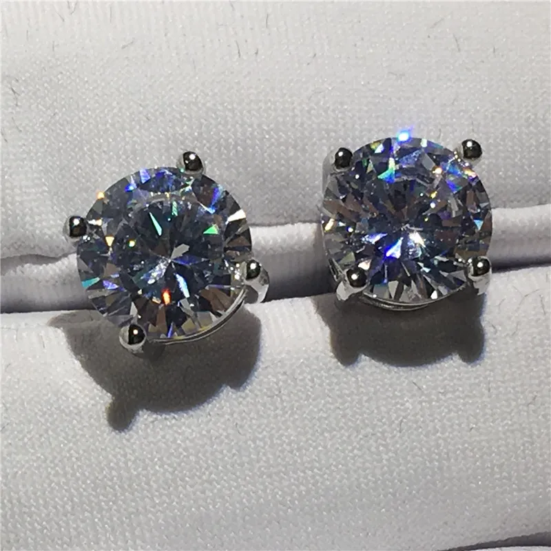 Модные теннисные Earrring 9 мм AAAAA Циркон cz 925 серебро обручальные серьги гвоздики для